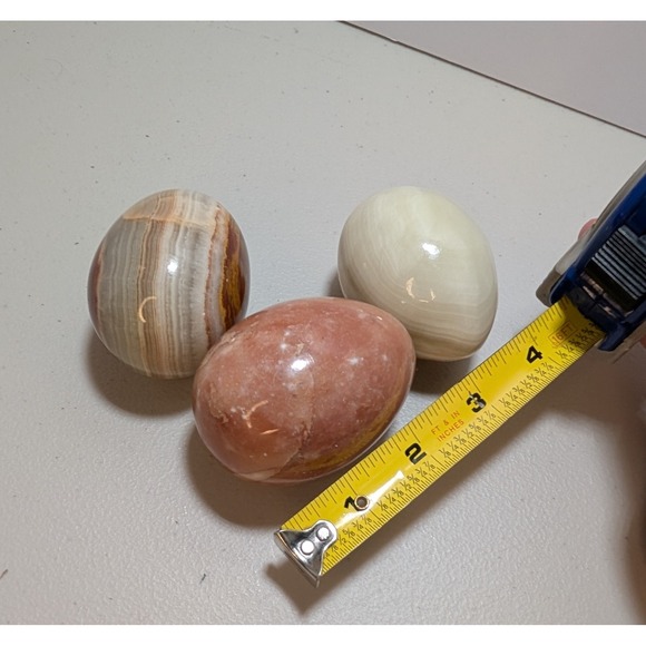Lot Of Three Polished Stone Eggs- Decorative Rocks rustic decor - Picture 3 of 4